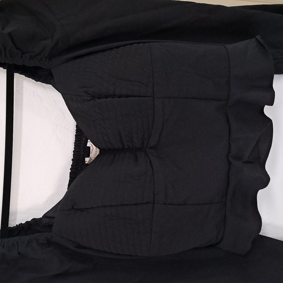 BAND OF GYPSIES Black Cropped Long Sleeve Top Size Large - Picture 4 of 7